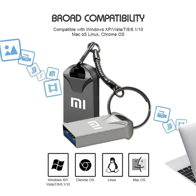 Xiaomi memori USB portabel, 2TB U Disk 1TB 512GB 256GB 128GB USB 3.0 antarmuka tipe-c ponsel komputer bersama transmisi