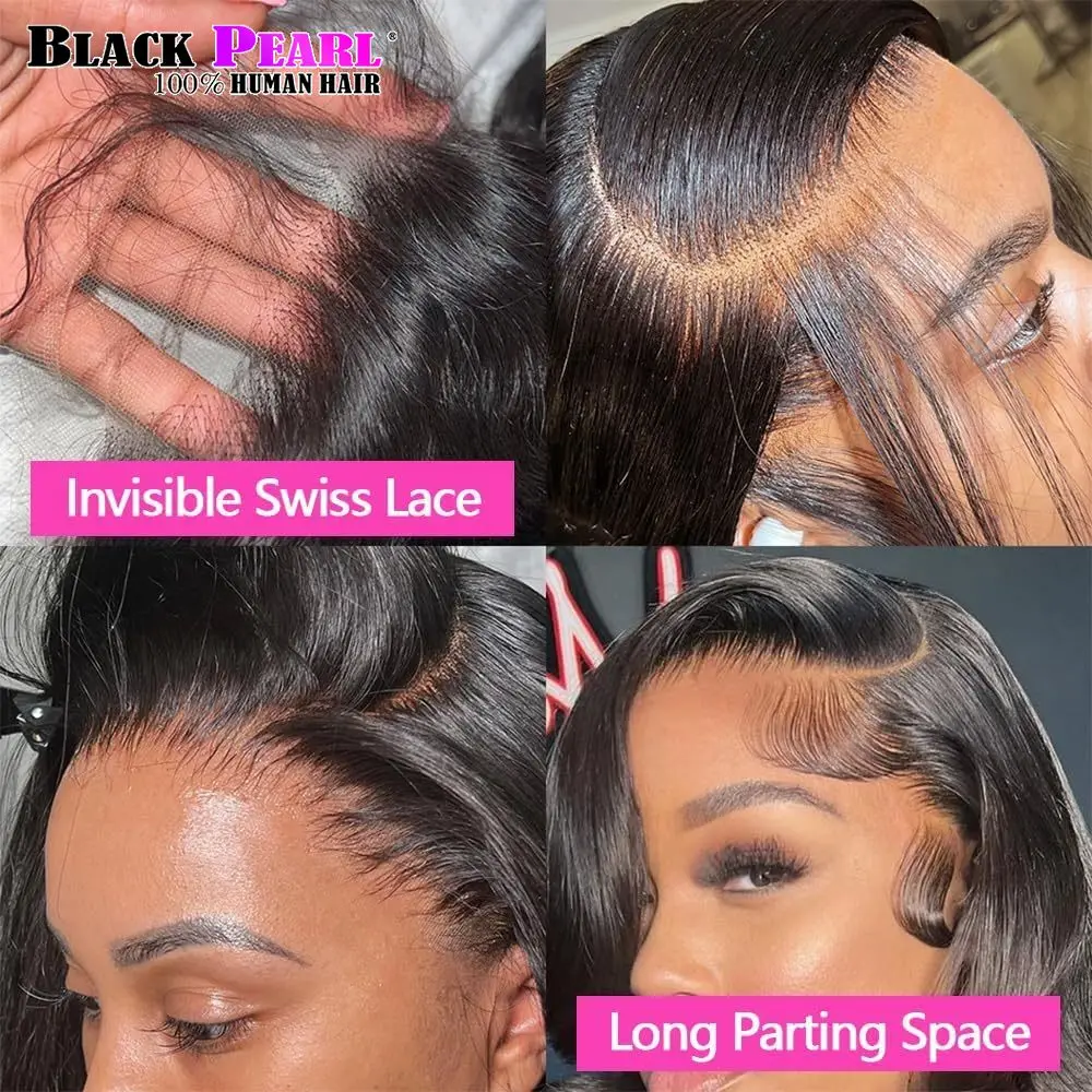 Black Pearl Body Wave Lace Front Wigs Human Hair Pre Plucked 13x4 HD Lace Frontal Wigs Natural Black Wigs for Women Glueless