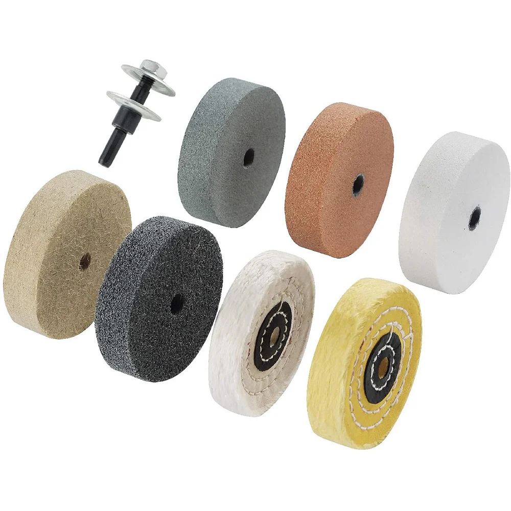 ABNQ Buffing Polishing Wheel Kit 3 Inch,for Bench Buffer/Bench Grinder,Buffing Wheel Hole 3/8 Inch,Drill Arbor Adapter Kit
