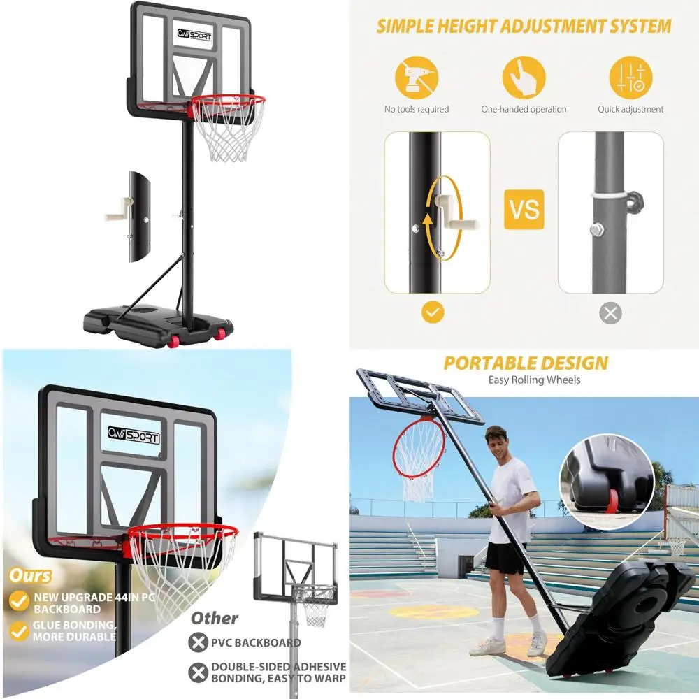 

Регулируемая 10-футовая портативная система баскетбольного кольца с 44 небьющейся подложкой для детей и молодежи, игр на свежем воздухе