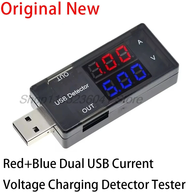 Red+Blue 5A Dual Display Voltage Detector Current Meter Dual USB Charge Detector Tester Battery Voltmeter Ammeter Charger Doctor