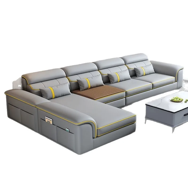 

Rattan fabric sofa, simple and modern winter and summer mat light luxury sofa, cat scratching cloth leather straight row