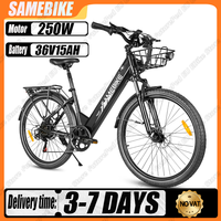 SAMEBIKE RS-A01Pro-T E-bike 250W Powerful Motor 36V15AH Removable Battery Adult Electric Bike 26 Inch Tire City Electric Bicycle