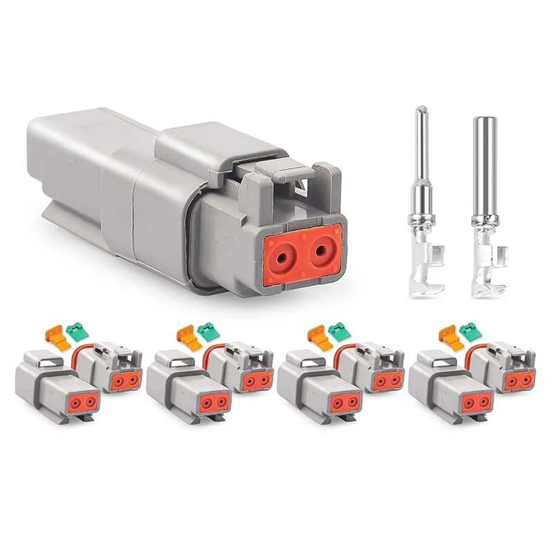 

ABMR-5 Set 2 Pin DT Connector Kit, Waterproof DT Connector, Size 16 Stamped Contacts, Seal Plugs For Car, Truck, Motorcycle Dura