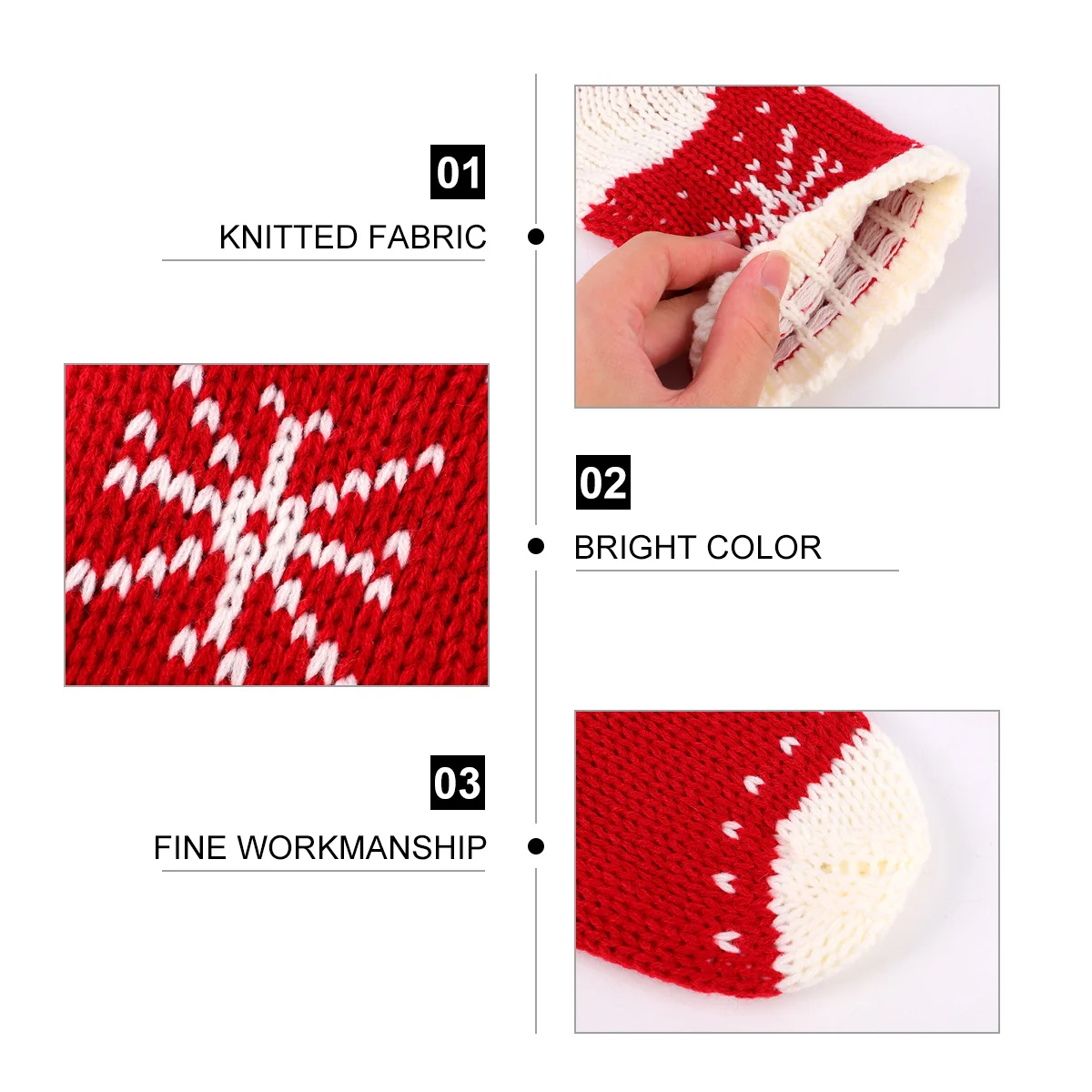 

3Pcs Christmas Knitted Socks Red Bright Color Classic Festive Snowflake Pattern Indoor Outdoor Decoration Exquisite
