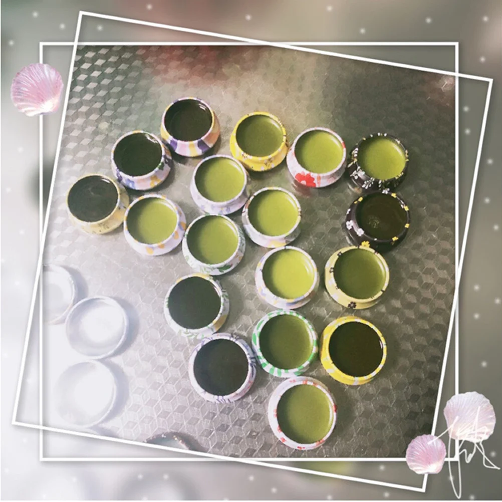 

12Pcs Mint Balm Storage Box Empty Round Powder Case Tinplate Container Travel Cream Lotion Jar Watercolor Style Leakproof