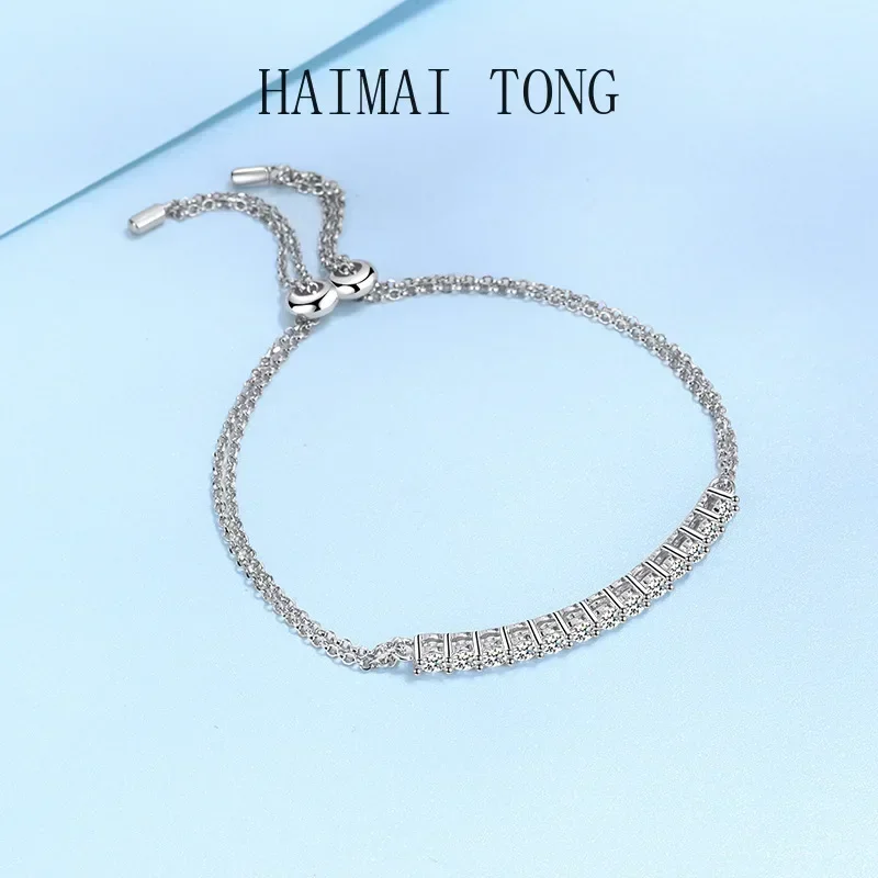 شعبية جدا PT950 البلاتين سلسلة أساور D اللون مجموع 1.3ct مويسانيتي الماس للنساء الفاخرة الفتيات والسيدات مجوهرات هدية