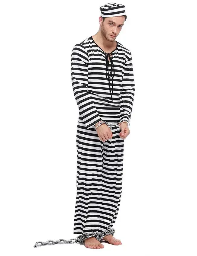 Halloween Adult Male Prison Carnival Cosplay Performance Fancy Party Costume