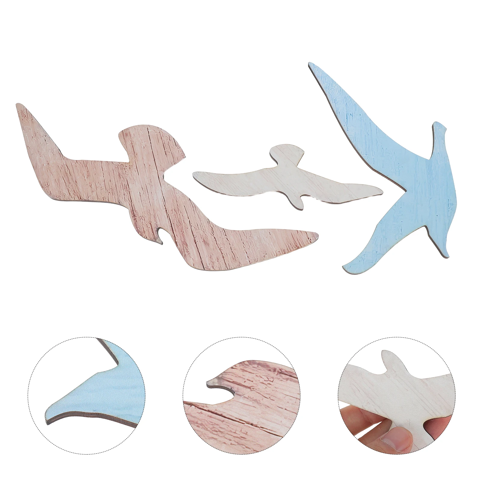 

3pcs Wooden Seagull Wall Decor Mediterranean Style Flying Sea Bird Sculpture Ocean Home Living Room Bedroom Beach Theme Wood