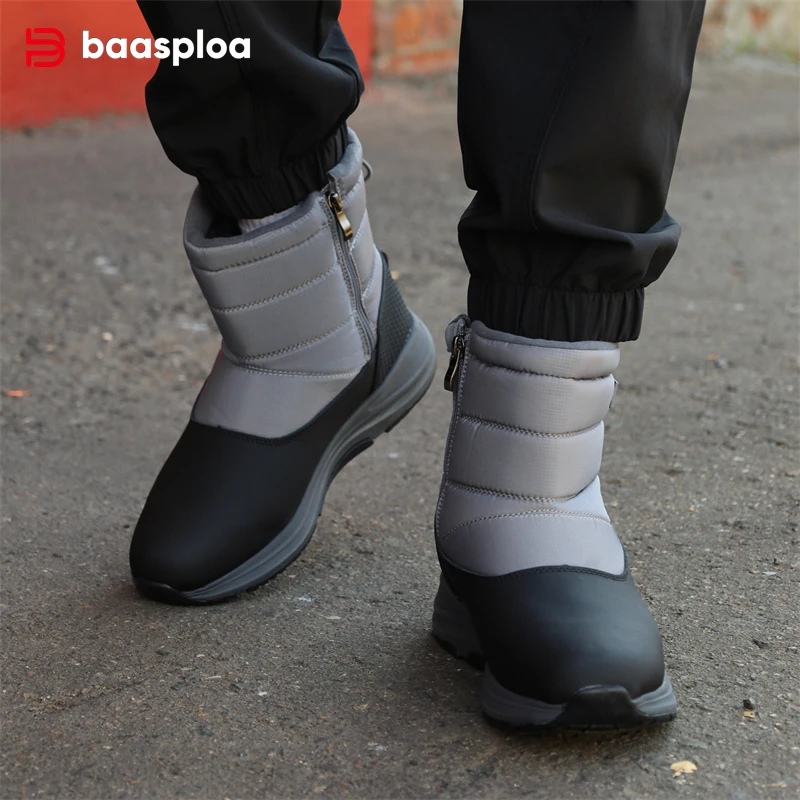 Baasploa-Botas de nieve impermeables para hombre, zapatos antideslizantes, resistentes al desgaste, gruesos, cálidos, de felpa, informales, para