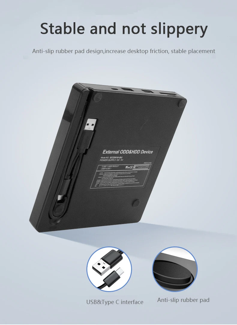 Unidade externa de CD/DVD/DVDRW USB 3.0 Type-C Unidade de CD/DVD externa suporta SD/TF e USB para laptop