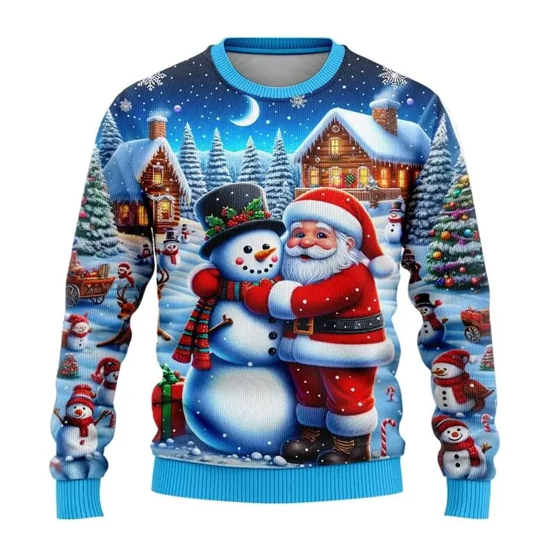 Fashion men's autumn sweater Christmas snowman 3D printed sweater neutral street casual sports long sleeved sweater Z0163