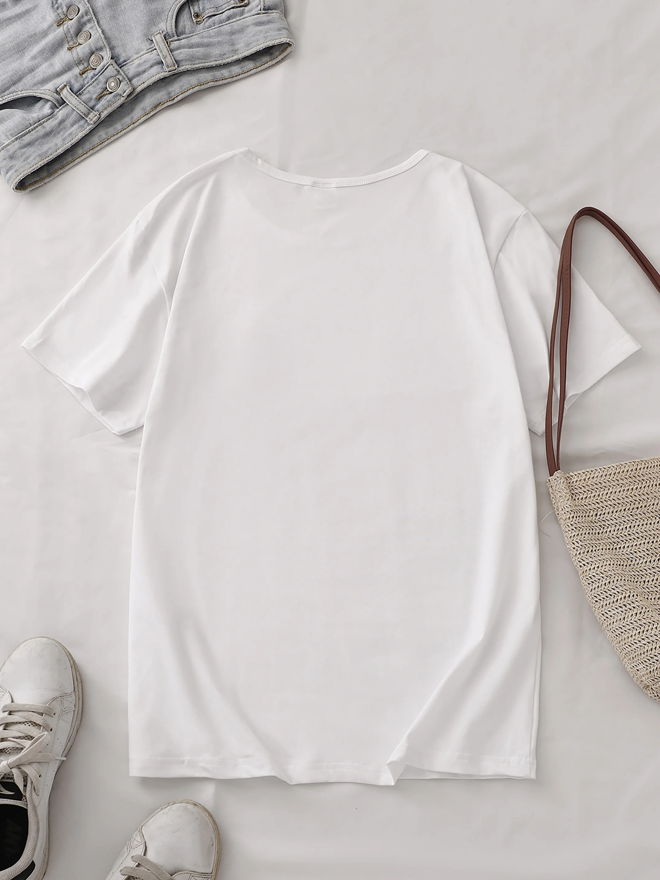 الخلد منقوشة مطبوعة المرأة تي شيرت الانضباط الذاتي اللياقة البدنية قصيرة الأكمام الجولة الرقبة المرأة تي شيرت غير رسمي ملابس الصيف #6