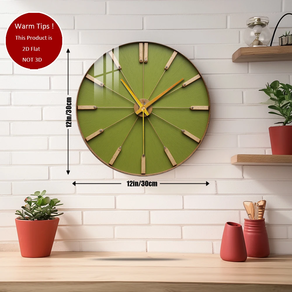 Tempered Glass Wall Clock Green Circular Wall Clock Suitable For Wall Decor or Tabletop Display Anywhere