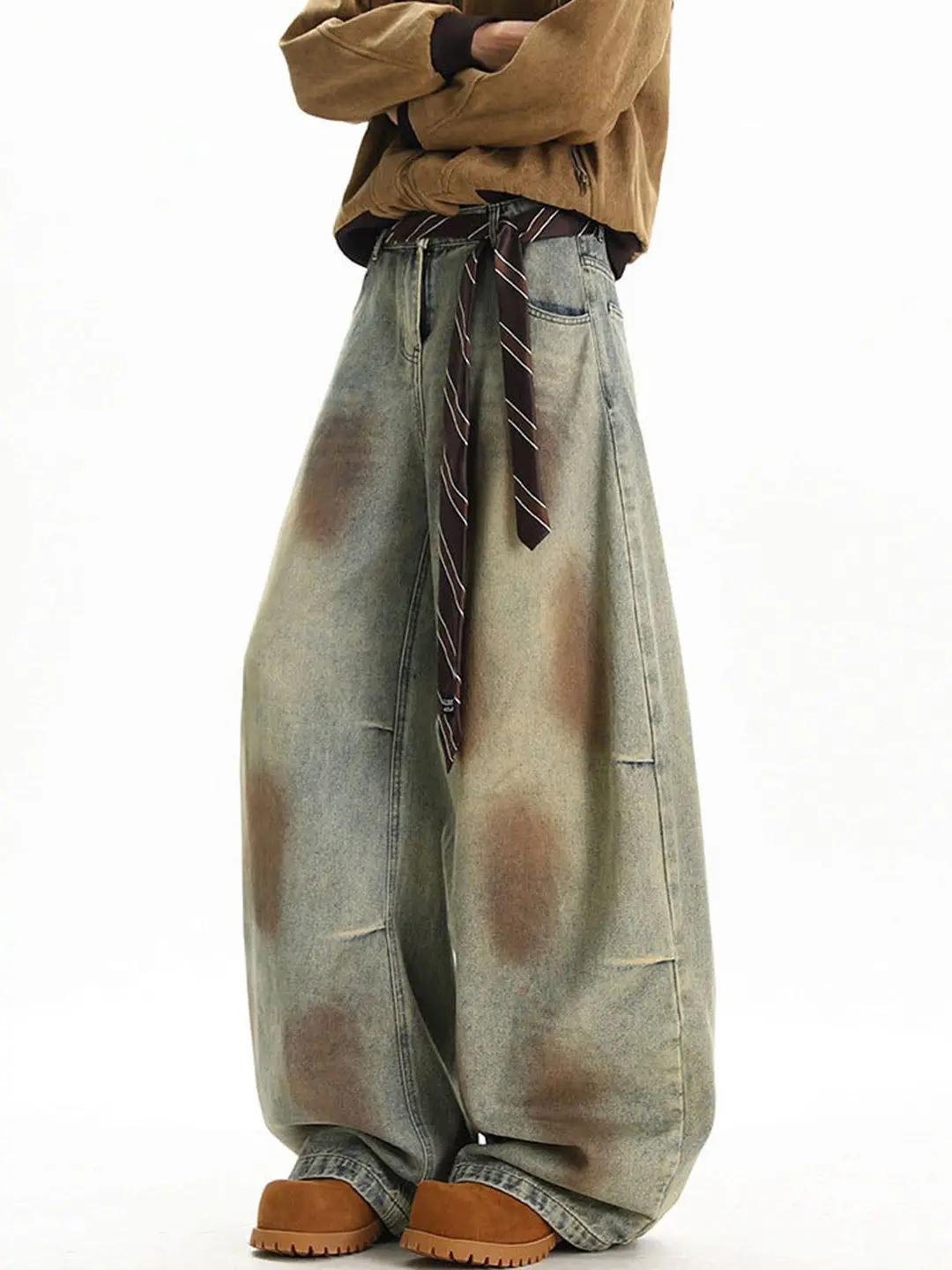 

Ретро-джинсы в американском стиле для мужчин: свободные прямые брюки с широкими штанинами, модные повседневные джинсы для молодежи