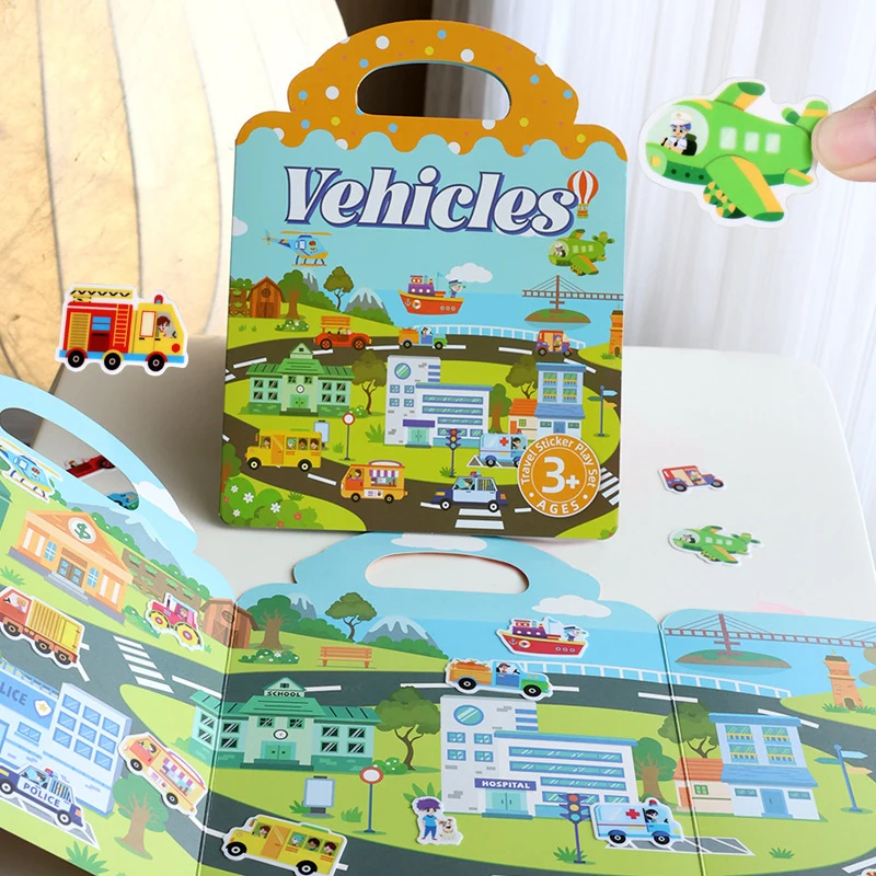 1 كتاب جيلي ملصق كتاب كتاب هادئ DIY متعة لملصقات مشهد الأطفال بشكل متكرر لصق لغز كتاب الملصقات