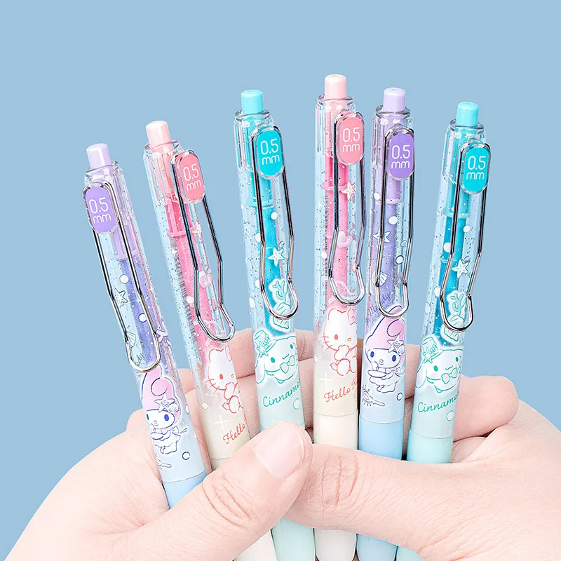 Imagem -03 - Série Oceano Sanrio Touch Gel Pen Conjunto de Papelaria Estudante Caneta Preta Desenhos Animados Bonito Melodia Genuíno Atacado 0.5 mm Peças