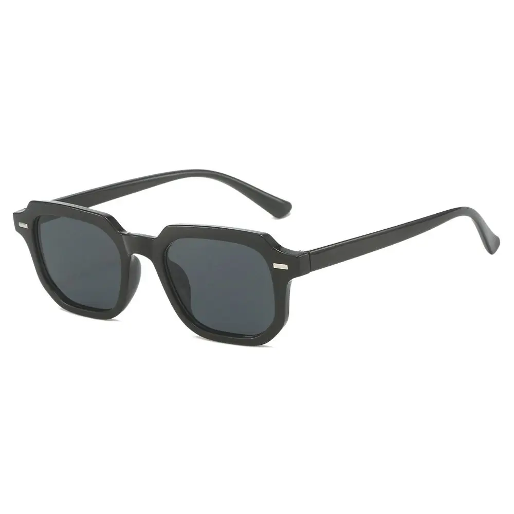 Striped Temples Round Rivet Sunglasses Retro UV 400 Protection Polygonal Frame Sun Glasses Vintage Driving Shades