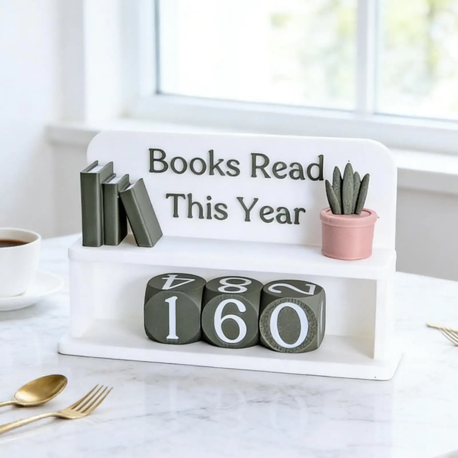 Books Read This Year Counter Bookish Track Shelf Ornament Books Read Holder This Year for Home Librarian Classroom Women Men Kid
