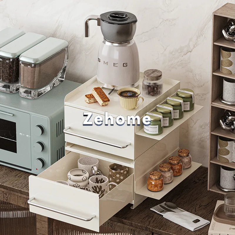 Stackable light luxury shelves, coffee machine porch table storage racks, dust-proof medicine tea set multi-functional racks