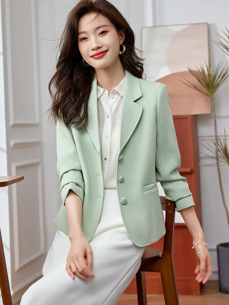 Casaco feminino elegante de terno esportivo, blazer casual, moda coreana, jaqueta curta, monocromática, roupas femininas, top feminino, primavera, outono