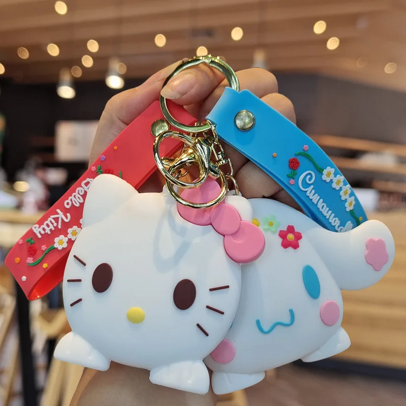 9cm Kawaii Hello Kitty Kuromi Coin Purse Wallet Cute Sanrio Keychain Cartoon Waterproof Silicone Bag Girls Charm Birthday Gift