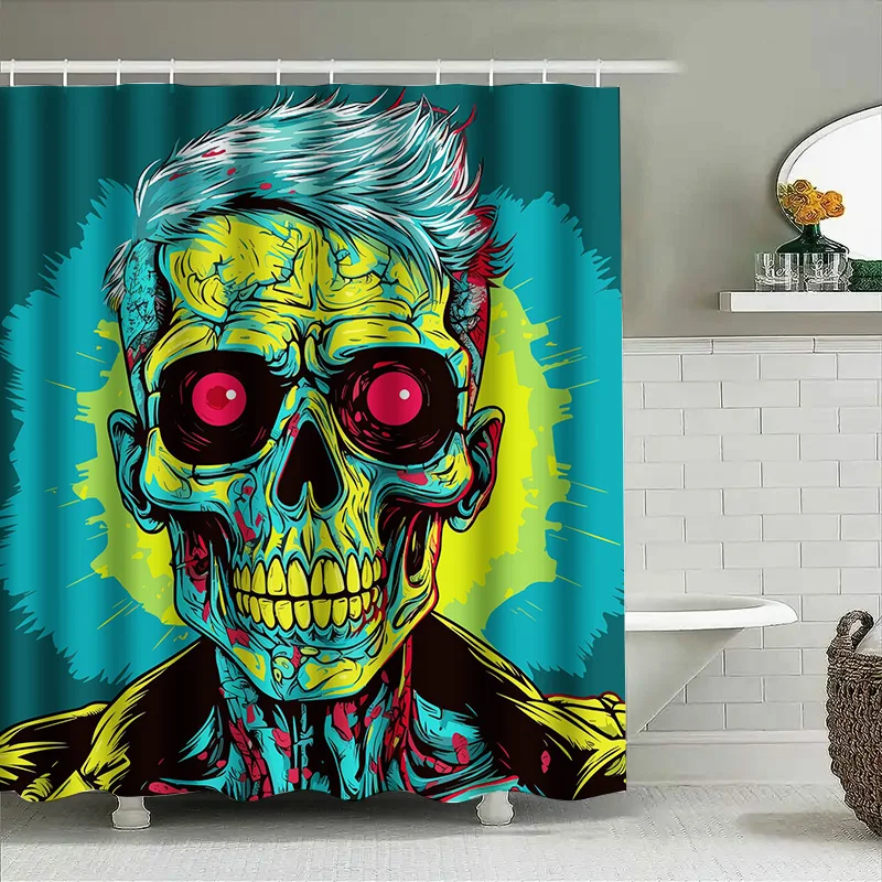 

Tuniu психоделический череп занавеска для душа крутой зомби-арт декор для ванной комнаты забавная идея подарка ужасов