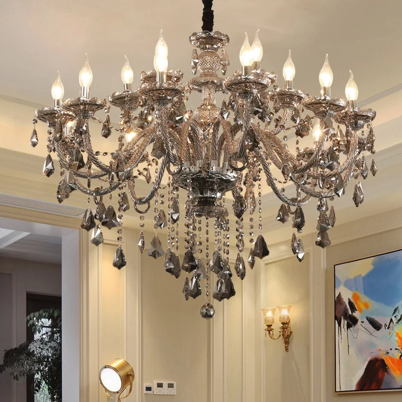 

Newly Smokey K9 Crystal Chandelier Lustre Crystal Chandeliers LED Light Lustres De Cristal Chandelier LED Villa Home Decoration