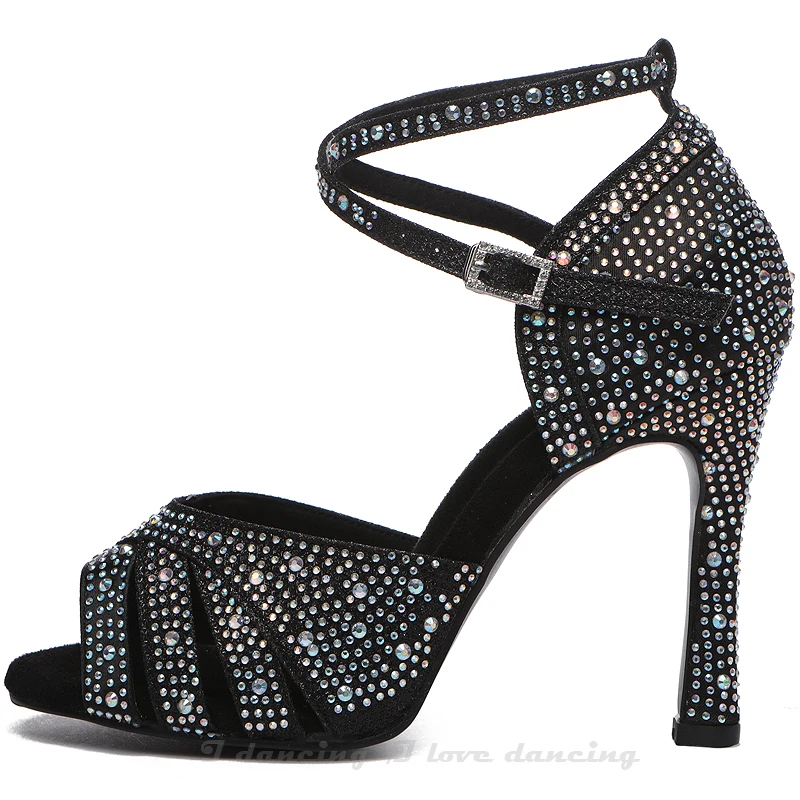 JuseDanc-Chaussures de brevà Talons Hauts pour Femme, Noir, PhtalSquare, Jazz, Strass, Été, 2023