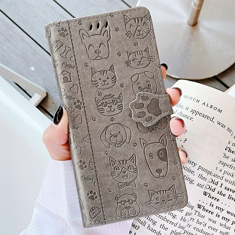 Leather Case For Samsung Galaxy S25 S24 S23 S22 S20 S21 FE Plus Ultra S10E S10 S9 5G Cat dog Card Wallet Book Shockproof Case