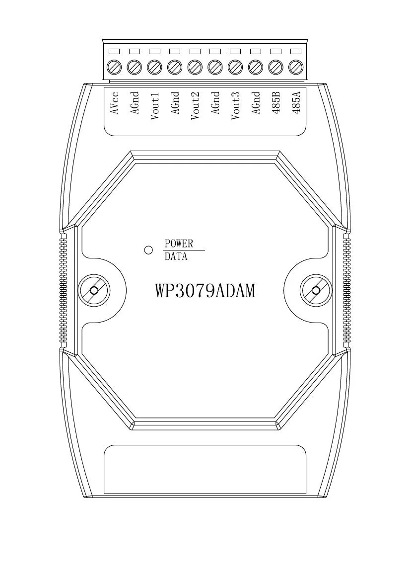 Módulo analógico de 0-10V, salida de voltaje de 3 canales, protocolo de comunicación RS485 MODBUS RTU-WP3079ADAM