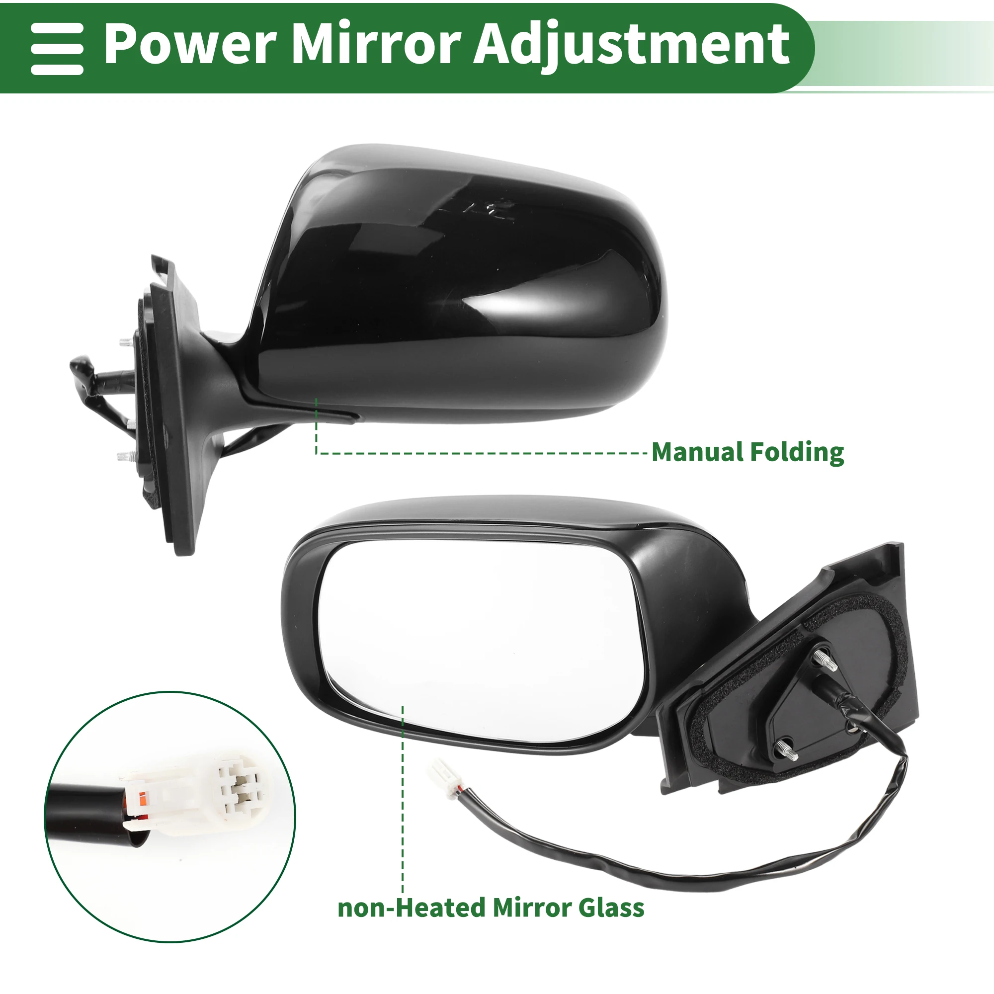 UXCELL Door Mirror Replacement Side View Mirror Assembly for Toyota Yaris Hatchback 2007-2011 Power Mirror Adjustment