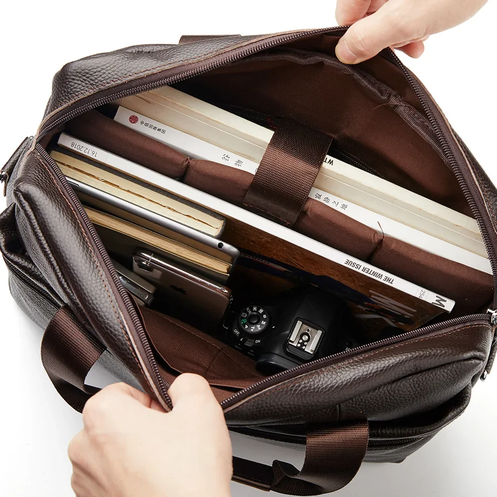 Men's Bags Handbags Shoulder Bags Crossbody First Layer Leather Briefcases Men's Document Bags Computer Business Bag Leisure
