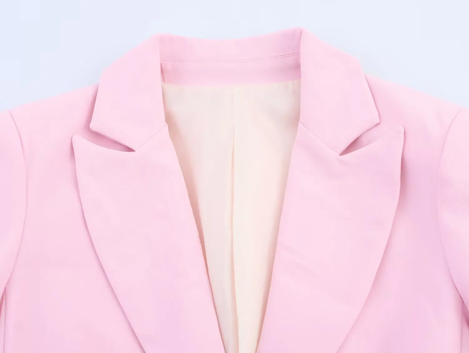2025 Women's Pink Suit Suit Lapel Long Sleeve Single Breasted Blazer + Fashionable High Waisted Pocket Zip Trousers