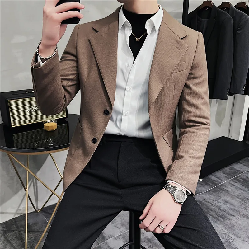 

Men's Business Formal Casual Suit Jacket Slim Fit Youth Plus Size Business Work Clothes Suit Blzers Men Fashion Tuxedo S-3XL