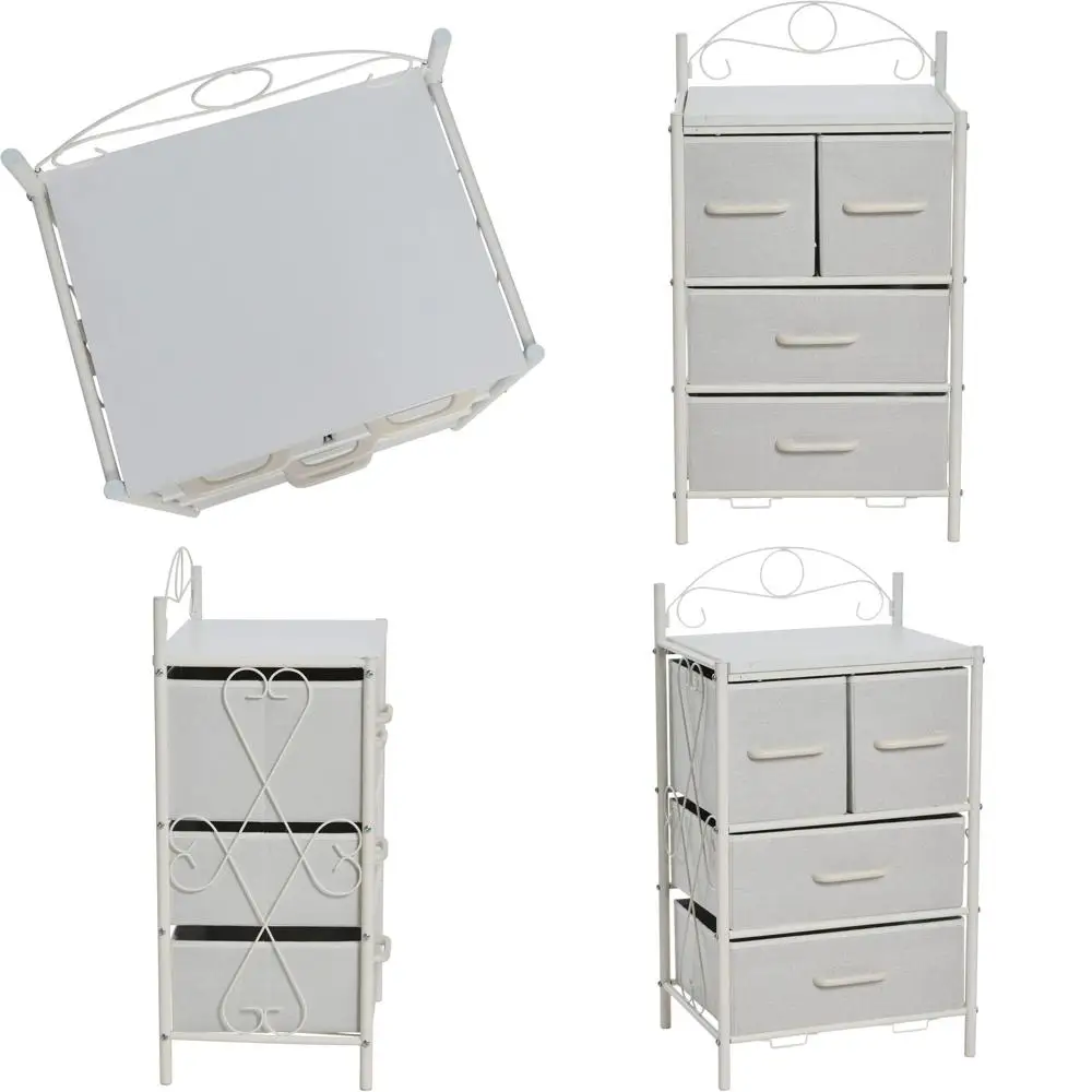 

Органайзер-тумбочка с 4 ящиками на металлическом каркасе и белой скандинавской столешницей