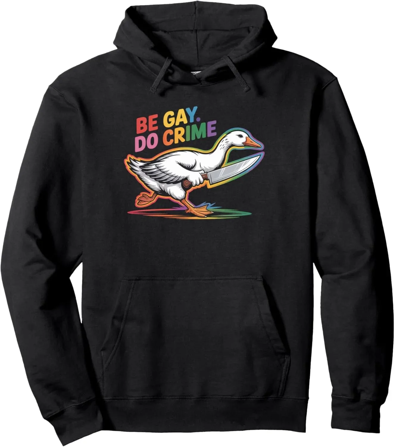 

Autumn and Winter LGBTQ+ Pride Duck Graphic Cotton Hoodie Be Gay Do Crime Humorous Sweatshirt