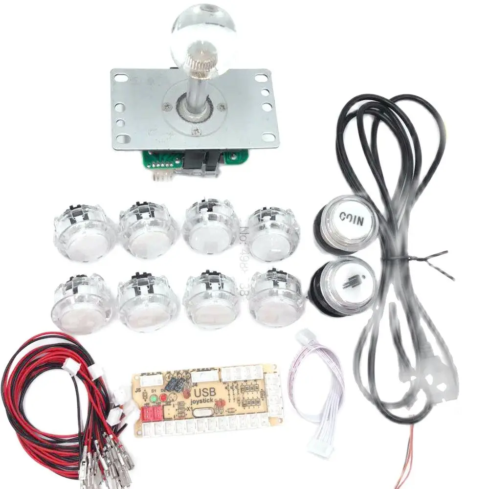 Zero Delay Joysticks Arcade DIY Kit USB Encoder To PC Raspberry Pi Copy Sanwa Joystick+ LED Light Illuminated Push Button