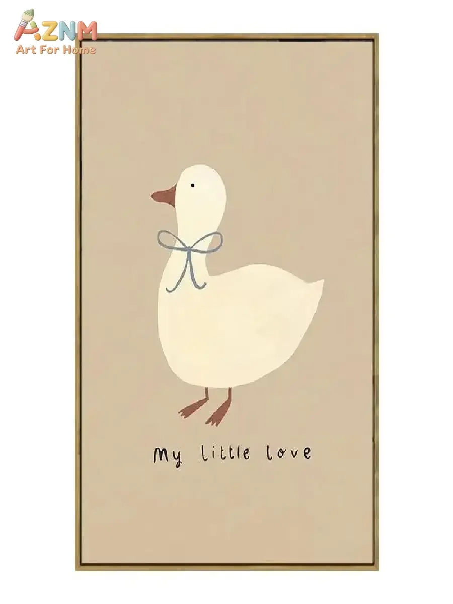 AZNM Cute Duck with Bow My Little Love Nursery Canvas Wall Art Print Decor