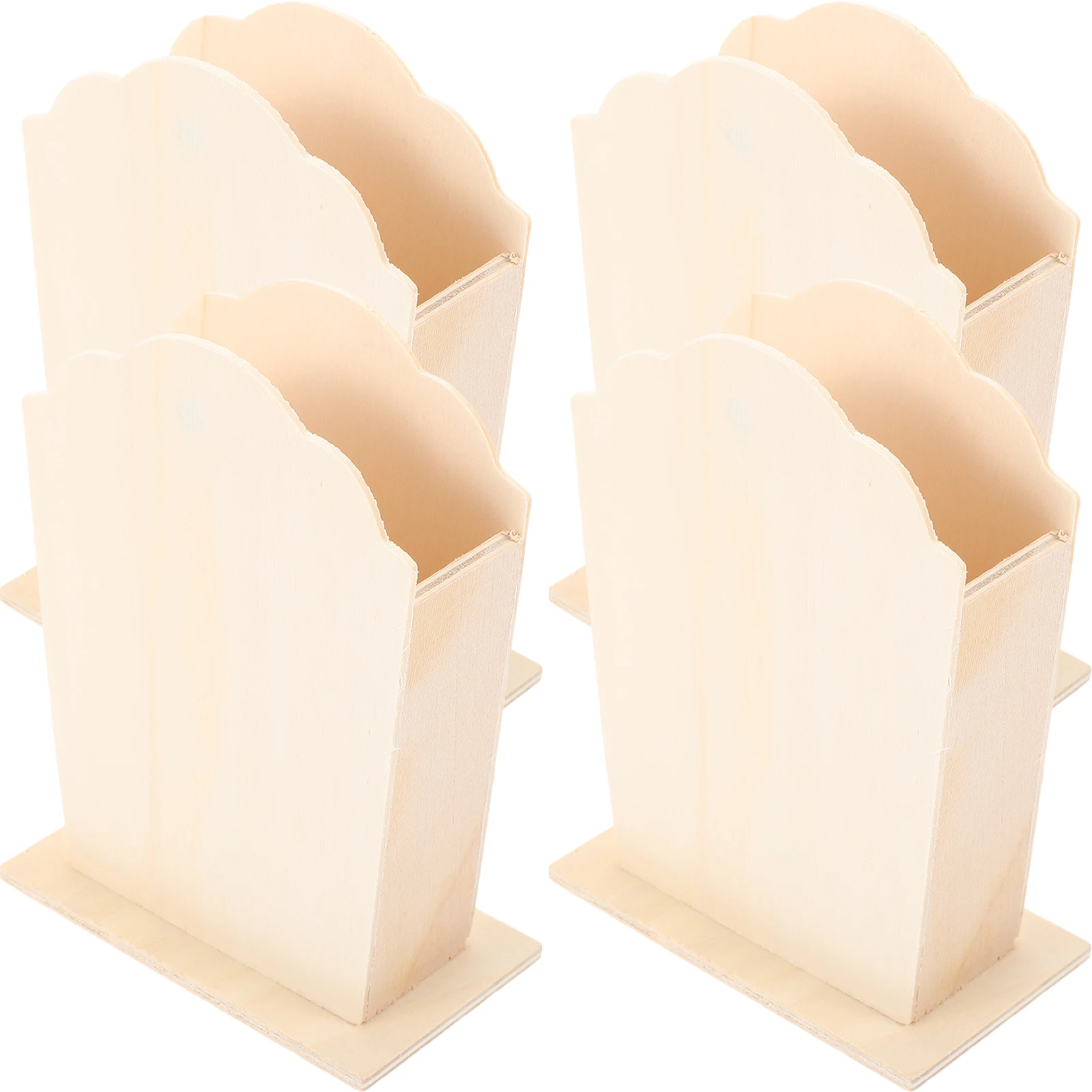 

4 Pcs Wooden Pen Holder Tabletop Unfinished Paint Brush Holders Lasting