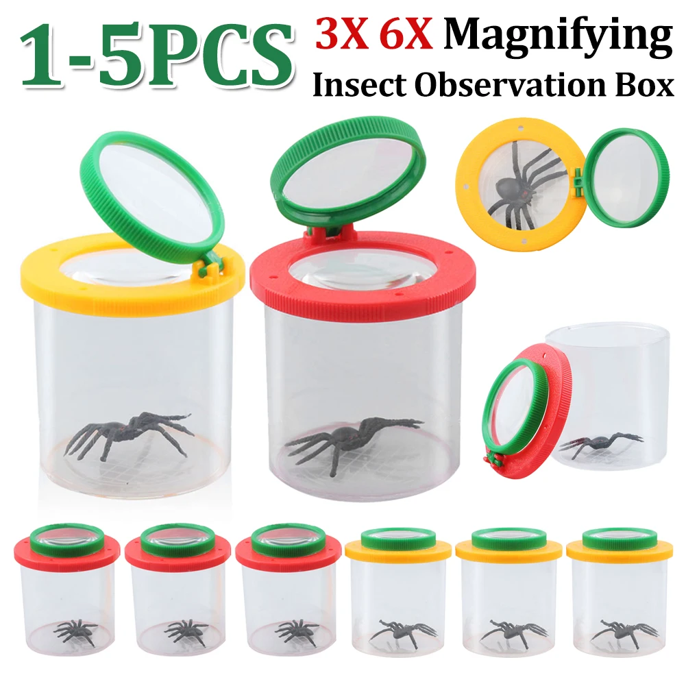 Home Magnifying Glass Children Crawler Spider Insect Observation Box 3X 6X Magnifier Insect Box for Science Nature Exploration