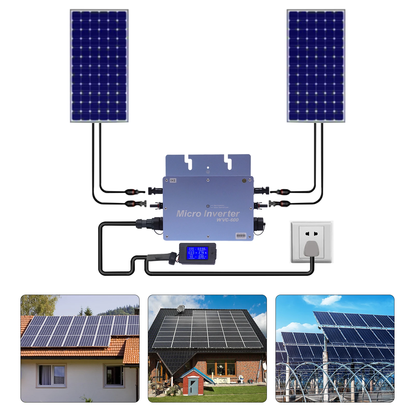 600W Solar Grid Tie Micro Inverter Waterproof IP65 DC54V PV Input AC110V Output for Solar Panel