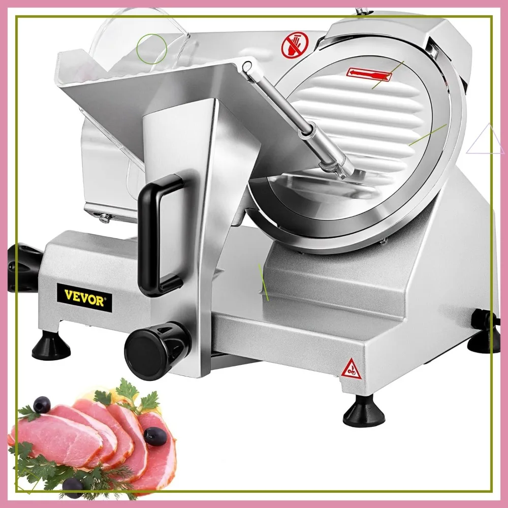 

Commercial Electric Meat Slicer, 200W Adjustable Thickness 0-12mm, 8.7'' Steel Blade for Home & Restaurant Use