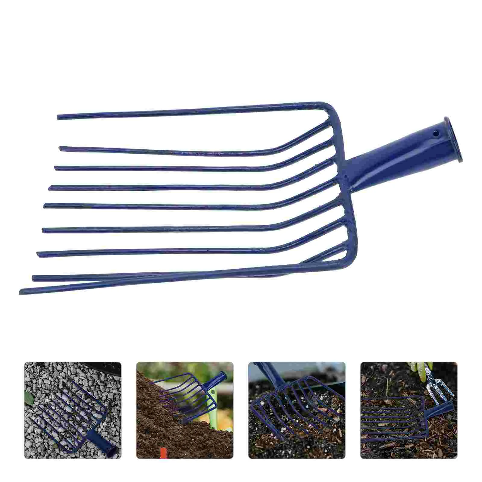 

Without Handle Nine-toothed Fork Fall Leaf Rake Steel Bow Rakes Lawns Grass