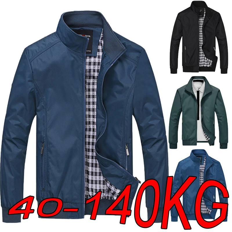 

Men's Baseball Shirt Plus Size M-8XL Autumn Casual Thin Section Trend Simple Solid Color Black Blue Large Size Windproof Jackets