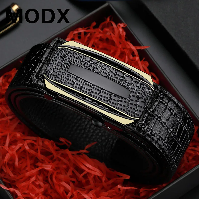 

Men belt Genuine Leather Belt Metal Alloy Automatic Buckle Brand Luxury Design Waist Belts for Men Strap Male