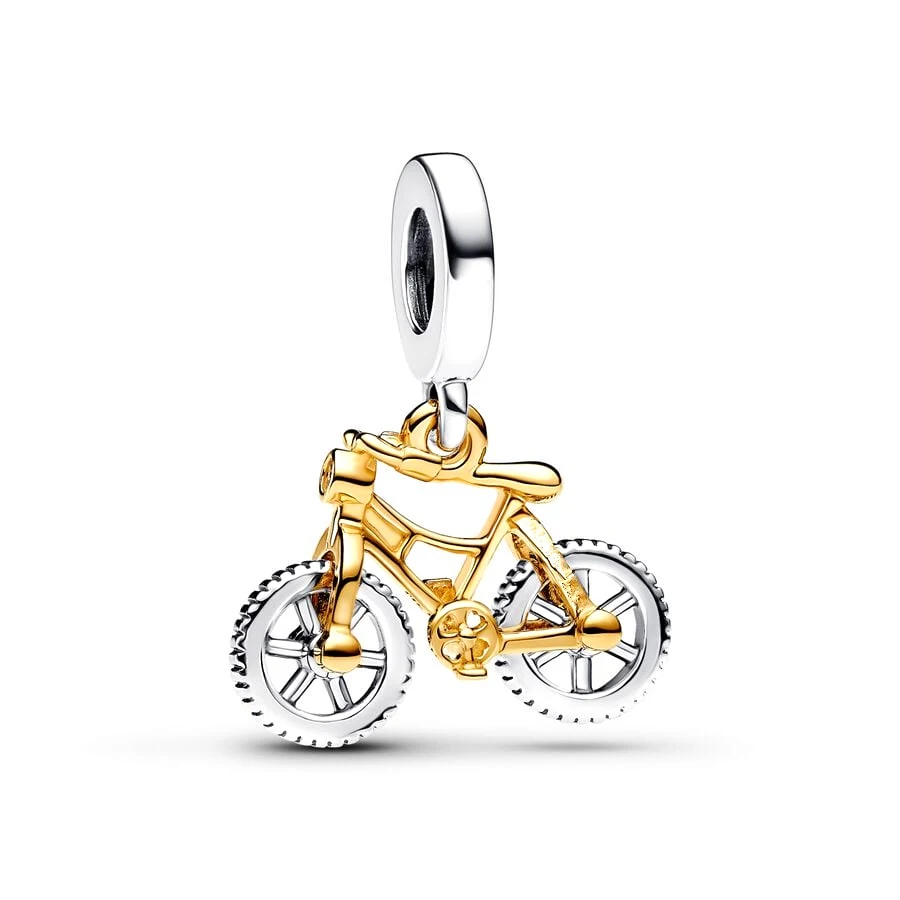 New Two-tone Adventure Car，Bicycle & Hummingbird Dangle Charm Bead Fit Original 925 Sterling Silver Bracele Jewelry Gift