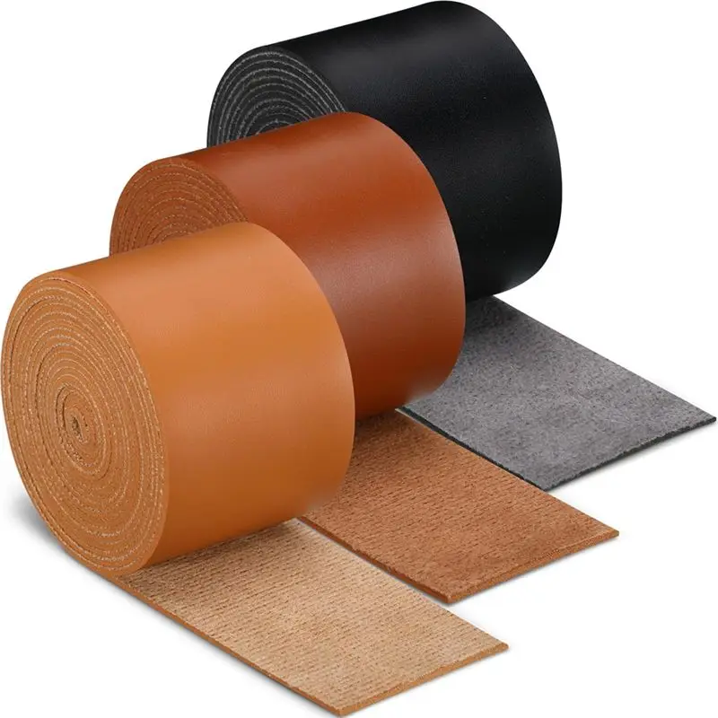 

3 Rolls Leather Strap Leather Belt Strips Flat Leather Straps Single Sided Faux Leather Strips 78.7 Inches Long For DIY