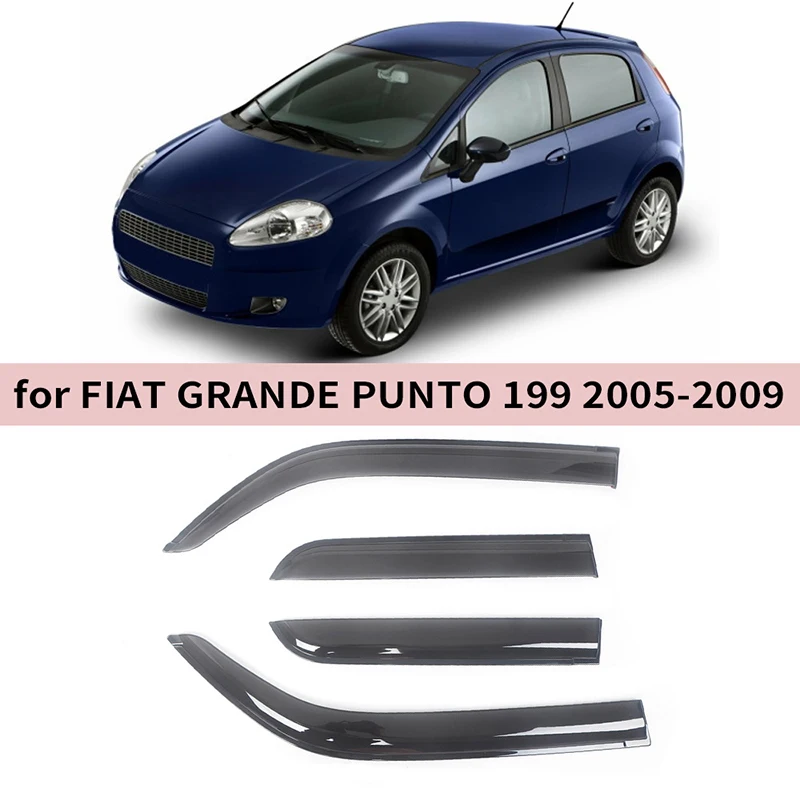 

Rain Guards Window Visor for FIAT Grand Punto 2005 2006 2007 2008 2009 Wind Deflectors Door Visor Vent Shades Side Window Visor
