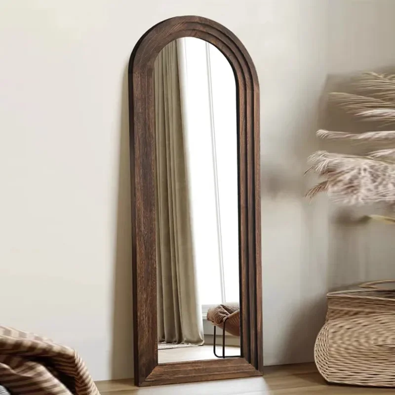 for Customized Simple Solid Wood Retro Full Body Mirror Home Living Room Dressing Floor Mirror Wall Mounted Entrance Fitting